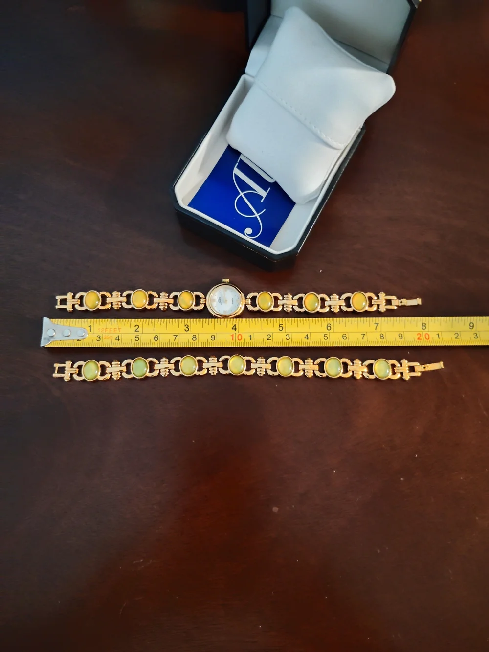 ALTO Gold-Tone Women’s Bracelet Watch with Yellow-Green Stones